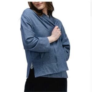 Ministry Of Supply Fusion Terry Cardigan Heathered Blue Wool Blend Size XS NEW